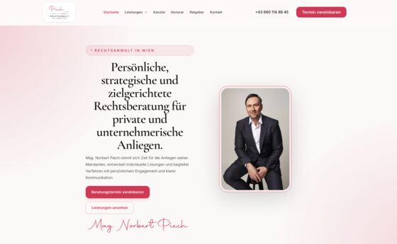 Website für Piech Law — Rechtsanwalt Wien